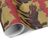 Red Krampus Pitchfork Switch Tongue Cadeaupapier (Rol Hoek)