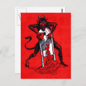 Red Krampus Slicing Heart Briefkaart (Voorkant / Achterkant)