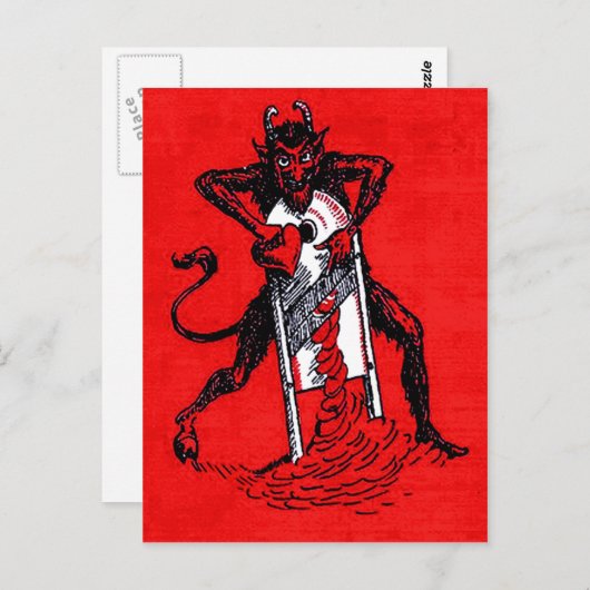 Red Krampus Slicing Heart Briefkaart (Voorkant / Achterkant)