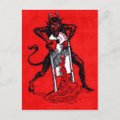 Red Krampus Slicing Heart Briefkaart (Voorkant)
