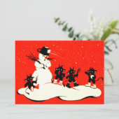 Red Krampus Snowball Fight Snowman (Staand voorkant)