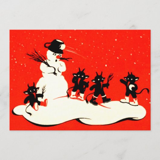 Red Krampus Snowball Fight Snowman (Voorkant)