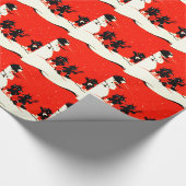 Red Krampus Snowball Fight Snowman Switch Cadeaupapier (Hoek)