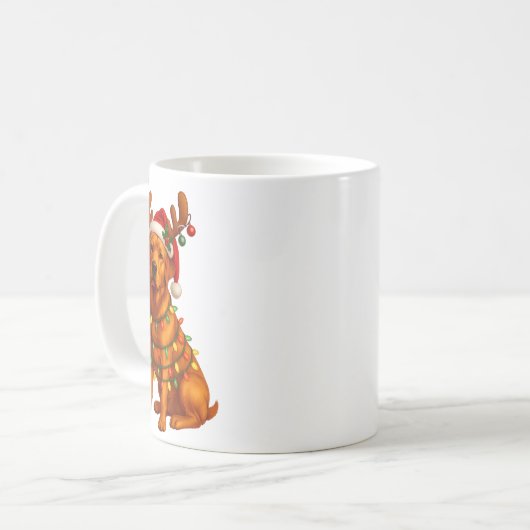 Red Lab Christmas Tree Light Pajama Labrador Dog L Koffiemok (Voorkant links)