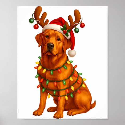 Red Lab Christmas Tree Light Pajama Labrador Dog L Poster (Voorkant)