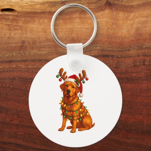 Red Lab Christmas Tree Light Pajama Labrador Dog L Sleutelhanger (Voorkant)