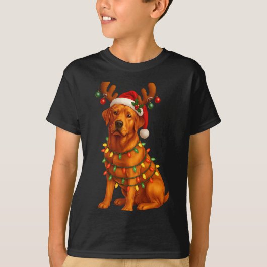 Red Lab Christmas Tree Light Pajama Labrador Dog L T-shirt (Voorkant)