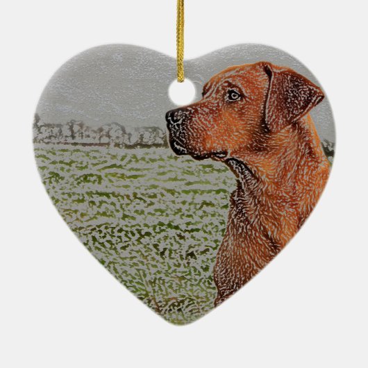 Red Lab kerstversiering Keramisch Ornament (Achterkant)