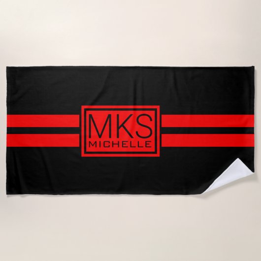 Red Label Black RS Monogramed Beach Towel Strandlaken (Voorkant)