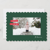 Red Label Single Photo Flat Holiday Card Feestdagenkaart (Voorkant)