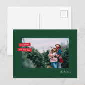 Red Label Single Photo Flat Holiday Postcard Feestdagenkaart (Voorkant / Achterkant)