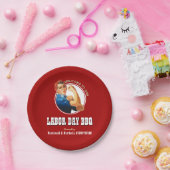 Red LABOR DAY BBQ Rosie Riveter Papieren Bordje (Feest)