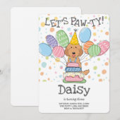 Red Labradoodle Hond Verjaardagsfeestje Uitnodigin Kaart (Voorkant / Achterkant)