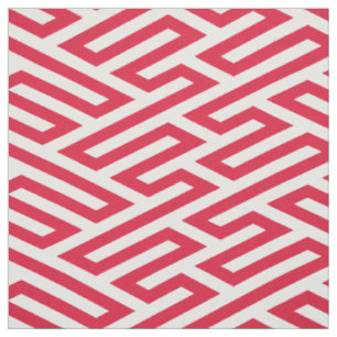 Red Labyrinth Maze Geometric Stof