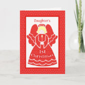 Red Lace 1-kerstengel voor de dochter Feestdagen Kaart (Voorkant)