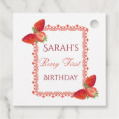 Red Lace Berry First Birthday  Bedankjes Labels (Achterkant)