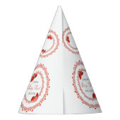 Red Lace Berry First Birthday Feesthoedjes (Achterkant)