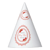 Red Lace Berry First Birthday Feesthoedjes (Voorkant)