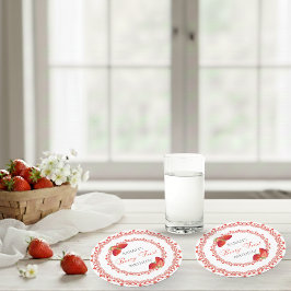 Red Lace Berry First Birthday Ronde Kartonnen Onderzetter