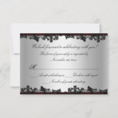 Red Lace Damask & Bow RSVP (Achterkant)