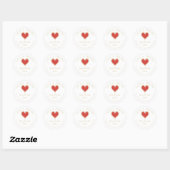 Red Lace Effect Heart Love Thanks Supporting Ronde Sticker (Vel)