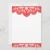 Red Lace en White Wedding Invitation Kaart (Achterkant)