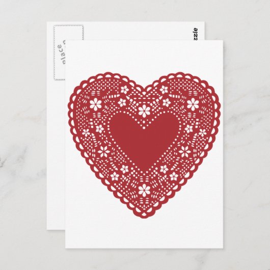 Red Lace Heart Briefkaart (Voorkant / Achterkant)