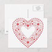 Red Lace Heart Briefkaart (Voorkant / Achterkant)