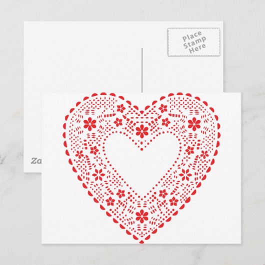 Red Lace Heart Briefkaart (Voorkant / Achterkant)