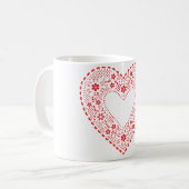 Red Lace Heart Koffiemok (Voorkant links)