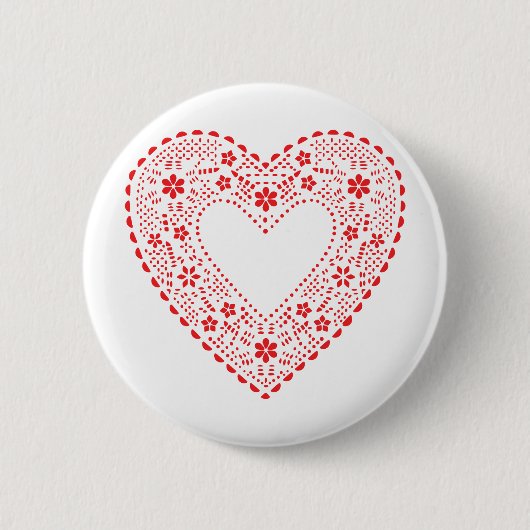 Red Lace Heart Ronde Button 5,7 Cm (Voorkant)