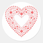 Red Lace Heart Ronde Sticker (Voorkant)