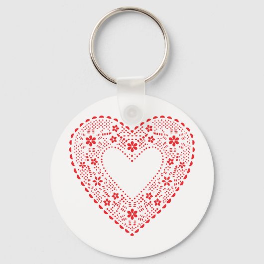 Red Lace Heart Sleutelhanger (Voorkant)