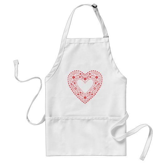 Red Lace Heart Standaard Schort (Voorkant)