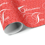 Red Lace Kersttea Cadeaupapier (Rol Hoek)