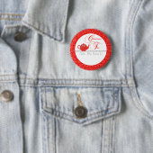 Red Lace kerstthee naam Ronde Button 5,7 Cm (In situ)
