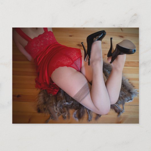 Red Lace Lingerie foto Briefkaart (Voorkant)
