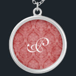 Red Lace Monogram Sterling Silver Ketting<br><div class="desc">Mooie Lace Sterling Silver Ketting - achtergrond kleur kan worden veranderd. Geweldig als huwelijksgunst,  huwelijksgeschenk,  verjaardagscadeau of vakantiegift.</div>