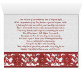 Red Lace Valentijn Kaart met gedicht (Binenzijde Horizontaal (Onderkant))