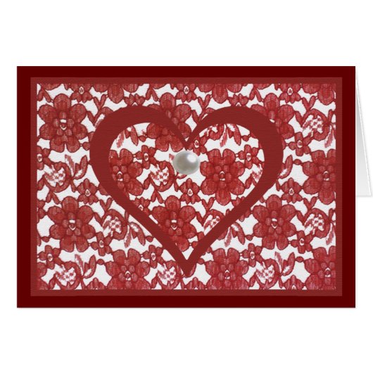 Red Lace Valentijn Kaart met gedicht (Voorkant Horizontaal)