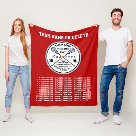 Red Lacrosse Coach Gift Ideeën, alle spelnamen Fleece Deken (In situ)
