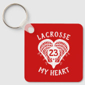 Red Lacrosse My Heart Photo Sleutelhanger (Voorkant)