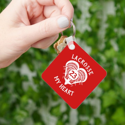 Red Lacrosse My Heart Photo Sleutelhanger (Hand)