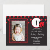 Red Lady Bug Birthday Uitnodiging (Voorkant / Achterkant)