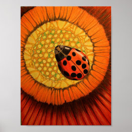Red Lady Bug op een zinnige Poster