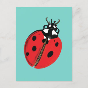 Red Lady Bug Succes Ambassadeur Illustratie Briefkaart