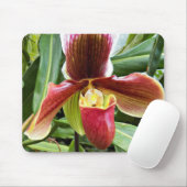 Red Lady Slipper Orchid Floral Muismat (Met muis)