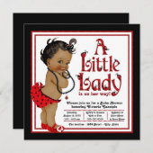 Red Ladybug Afro-Amerikaans Meisje Baby shower Kaart (Voorkant / Achterkant)