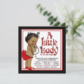 Red Ladybug Afro-Amerikaans Meisje Baby shower Kaart (Staand voorkant)