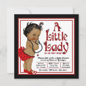 Red Ladybug Afro-Amerikaans Meisje Baby shower Kaart (Voorkant)